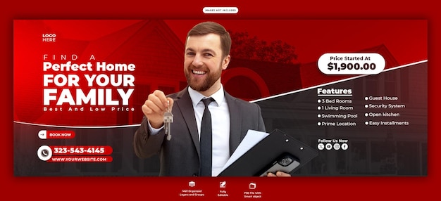 Real Estate House Property Facebook Cover Banner Template – Free Download