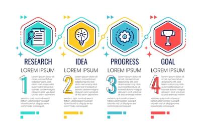 Linear Flat Process Infographic Template – Free to Download