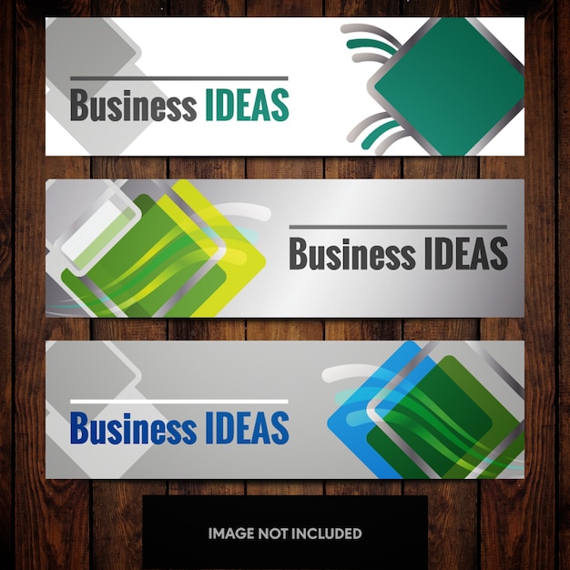 Business Banner Design Templates Featuring Green and Blue Squares on a Grey Background – Free Download