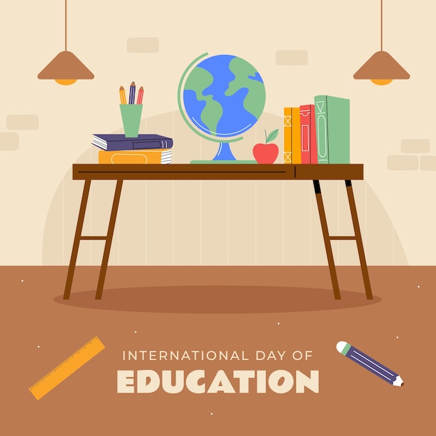 Hand Drawn Illustration for International Day of Education – Download Free Stock Photo