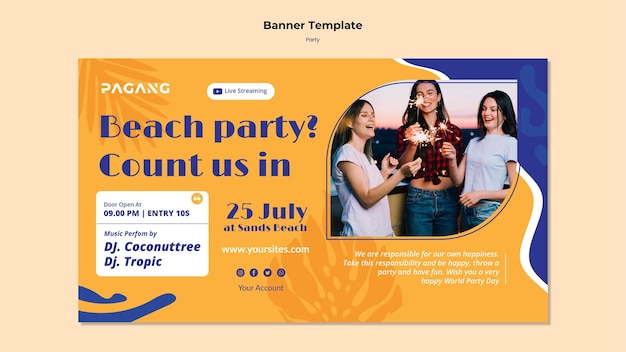 Horizontal Banner for Party Live Streaming – Free Download