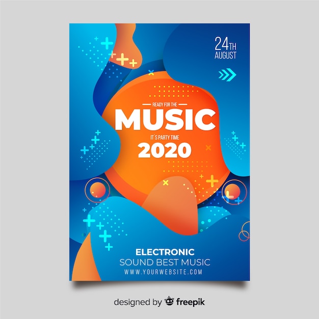 Music Festival Poster Template with Liquid Effect – Free to Download