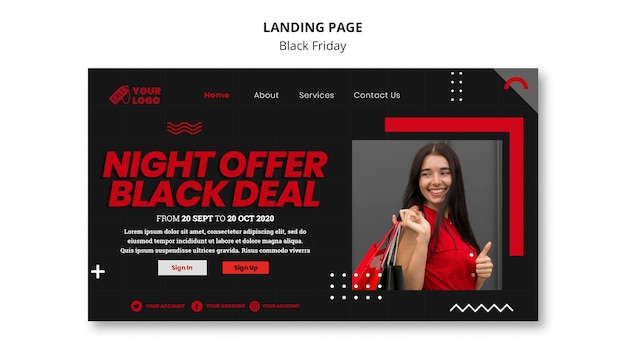 Black Friday Concept Landing Page Template – Download Free Stock Photo