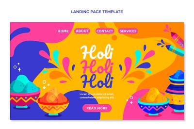 Flat Holi Landing Page Template – Free Download