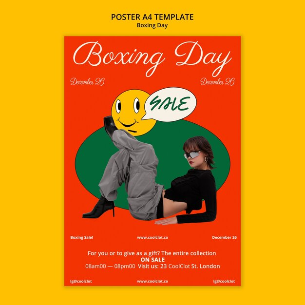 Vertical Poster Template for Boxing Day Sales – Free Download