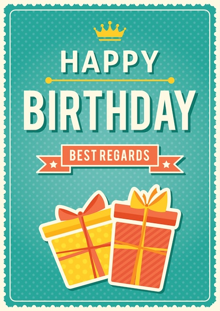 Blue Retro Birthday Card – Free Stock Photo for Download