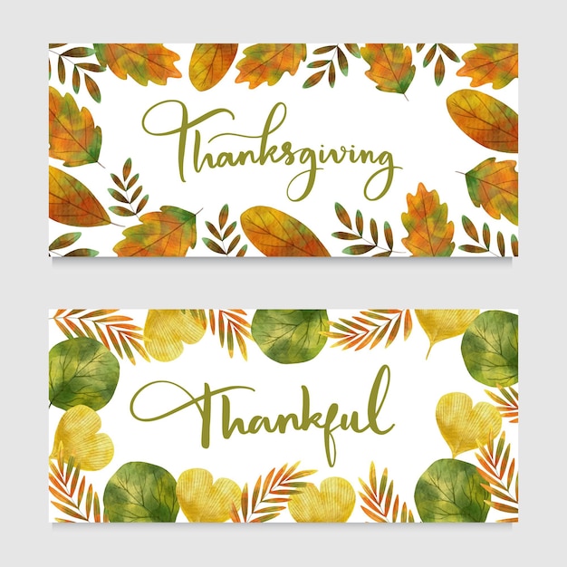 Watercolor Thanksgiving Horizontal Banners for Free Download