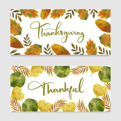 Watercolor Thanksgiving Horizontal Banners for Free Download