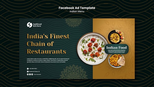 Hand Drawn Indian Menu Facebook Template – Free Download