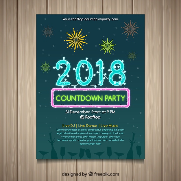 New Year Party Poster Design Featuring Fireworks – Free Download