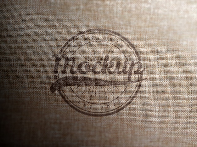 Realistic Burlap Texture Logo Mockup – Free Download