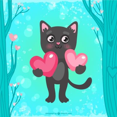 Valentine’s Card Featuring a Cat â Free Stock Photo Download