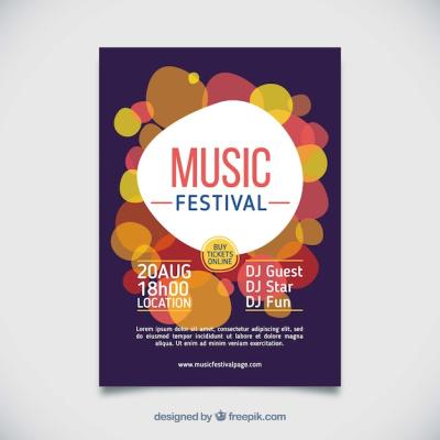 Music Festival Poster Featuring Instruments in Flat Style – Free Download