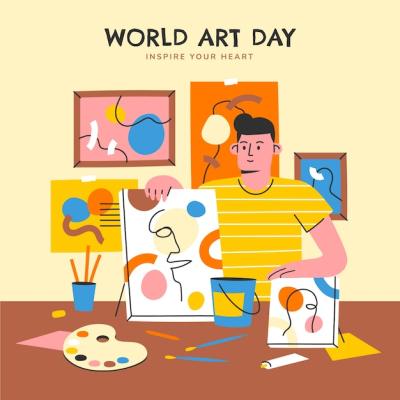 Flat Illustration for World Art Day – Free Download