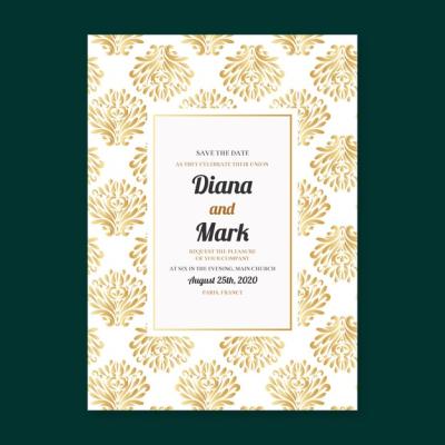 Elegant Damask Wedding Invitation Template – Free Download