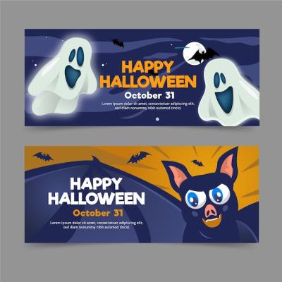 Halloween Banners in Flat Design – Free Download