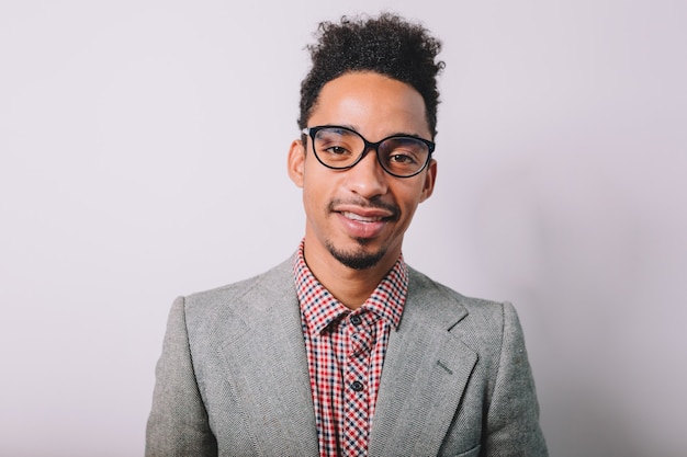 Joyful Guy in Gray Jacket and Glasses – Free Stock Photo for Download