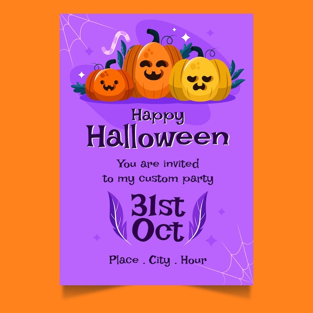 Flat Halloween Invitation Template – Free Download