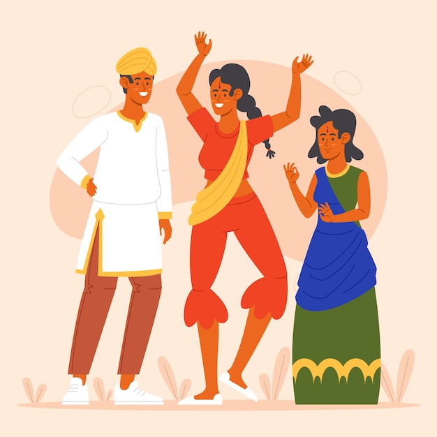 Hand Drawn Indian Family Illustration – Free Download