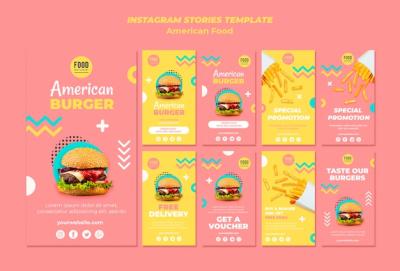 American Food Instagram Stories Collection Featuring Burgers – Free to Download