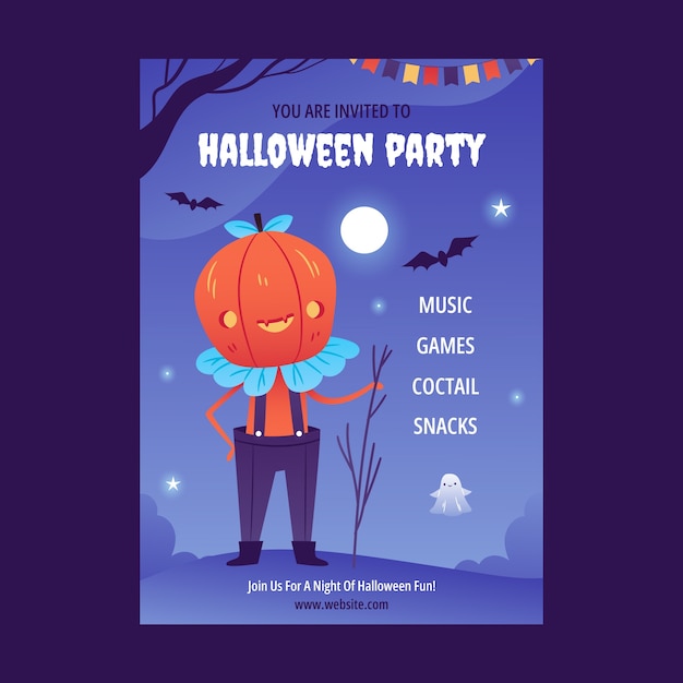 Gradient Invitation Template for Halloween Celebration – Free Download