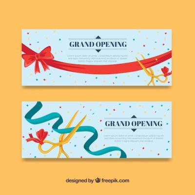 Lovely Pack of Flat Opening Banners – Download Free Stock Photo