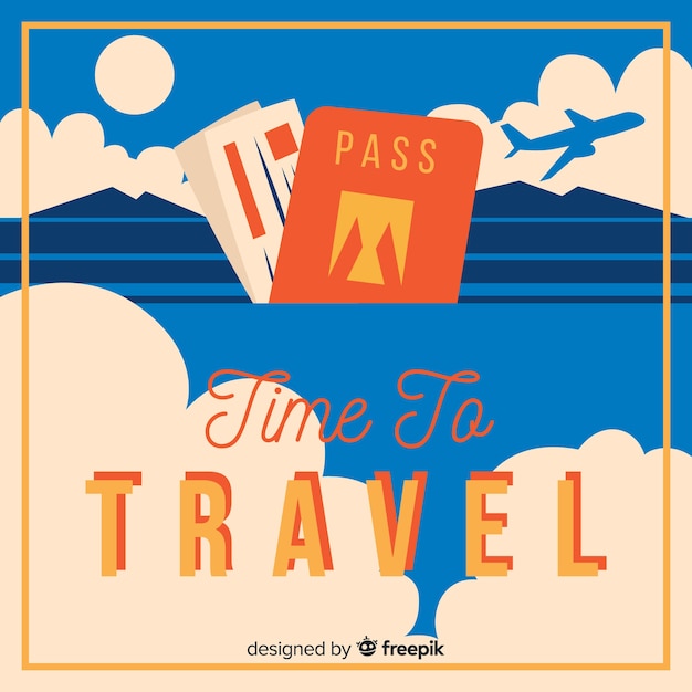 Vintage Travel Label in Flat Design – Free Download