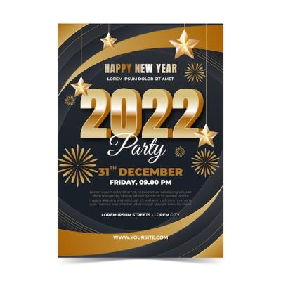 Gradient New Year Vertical Party Flyer Template – Free Download