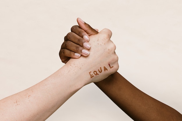 Equal Words on Two Hands Joining Together – Free Stock Photo, Download Free