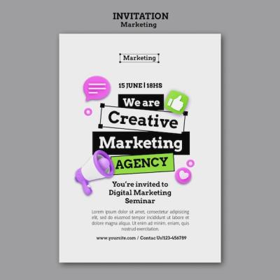 Flat Design Marketing Invitation Template – Free to Download