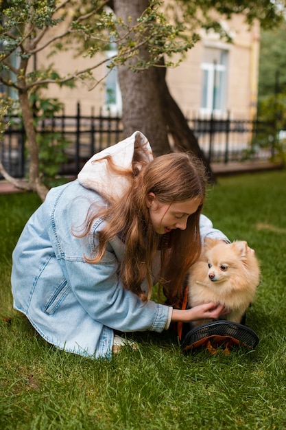 Girl and Cute Dog Outdoors – Free Stock Photo for Download