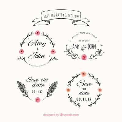 Vintage Floral Wedding Labels – Free Download