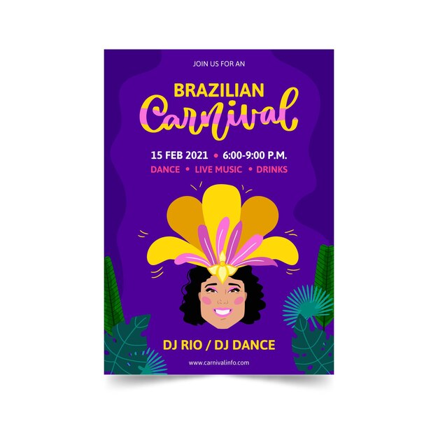 Hand-Drawn Brazilian Carnival Poster Template – Free Download