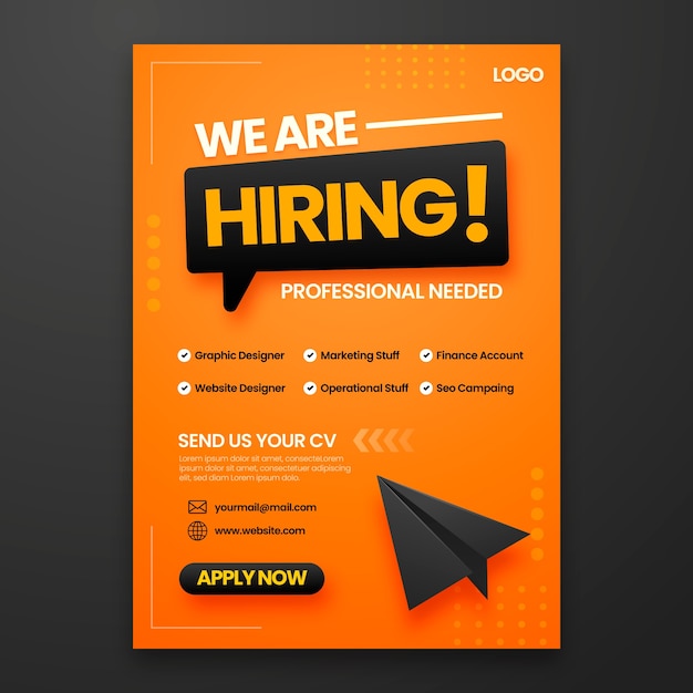 Gradient Hiring Poster and Flyer Template – Free Download