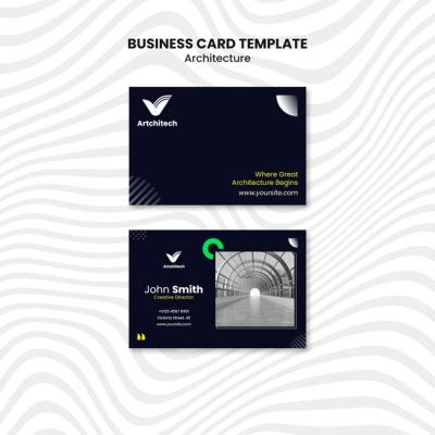 Flat Design Architecture Business Card Template – Free to Download