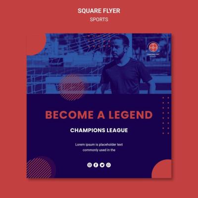 Football Player Square Flyer Design – Free Download