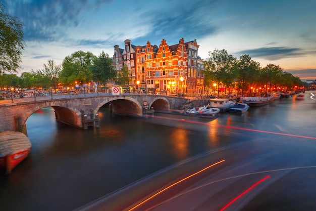 Amsterdam Canals and Bridges at Blue Hour – Free Stock Photo for Download