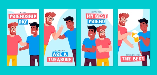 Collection of Flat Friendship Day Instagram Stories – Free Download