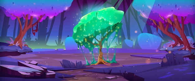 Fantasy Landscape Featuring Magical Forest and Alien Trees – Free Download