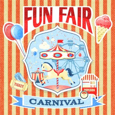 Vintage Carnival Fun Fair Theme Park Poster Template Vector Illustration – Free Download