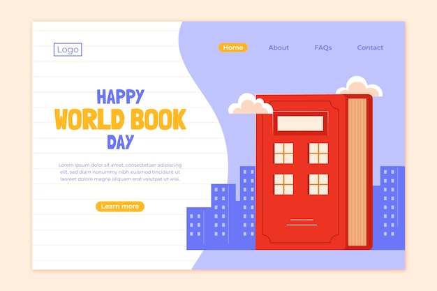 Flat World Book Day Landing Page Template – Free Download