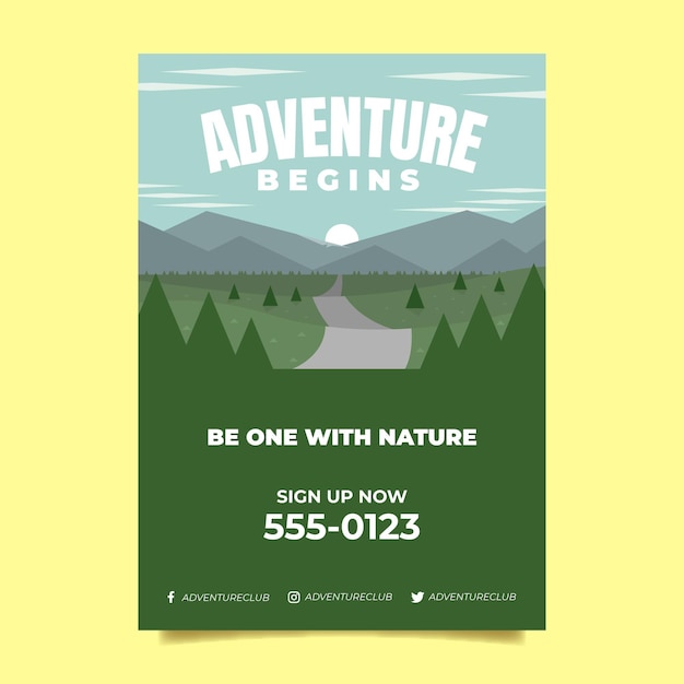 Flat Adventure Flyer Template – Download Free Stock Photo