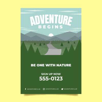 Flat Adventure Flyer Template – Download Free Stock Photo