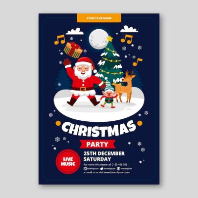 Vertical Poster Template for Christmas Party – Free to Download