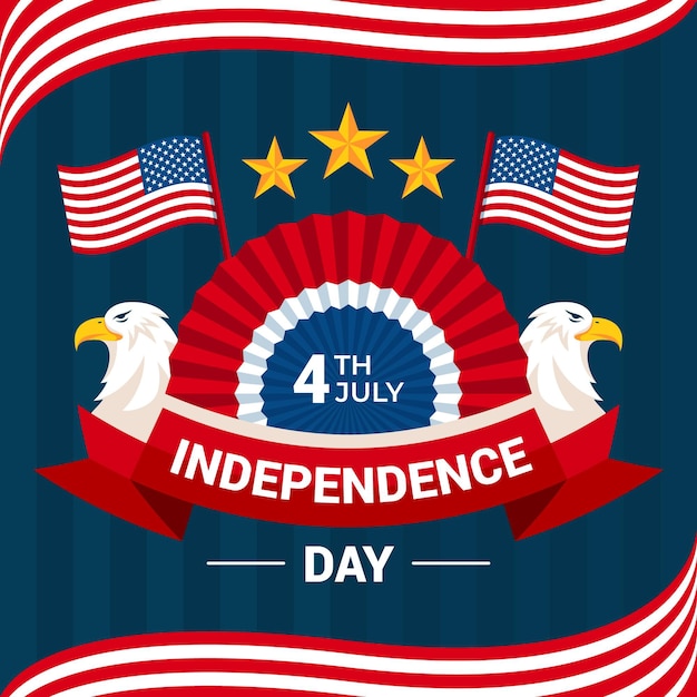 Flat 4th of July Independence Day Illustration – Free to Download