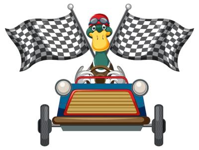 Soapbox Derby with Duck Driving Car – Free Download, Free Stock Photo