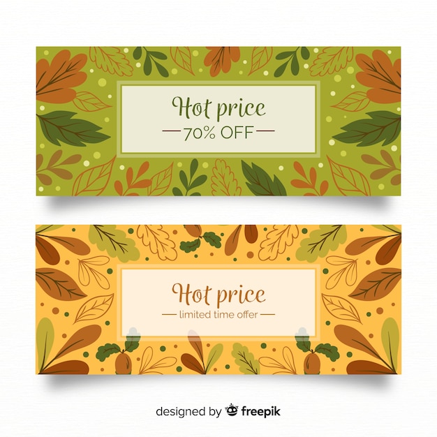 Autumn Sales Banners Featuring Fall Leaves – Free Download