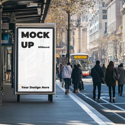 Billboard Mockup Advertisement in Bus Stop – Free Download