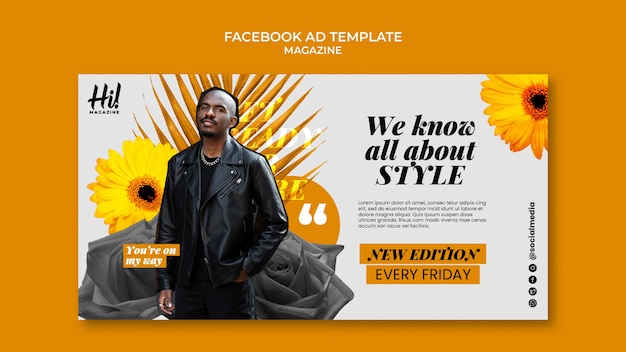 Textured Magazine Facebook Template with Flowers – Free Download