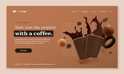 Realistic Flat Design Coffee Template – Free Download